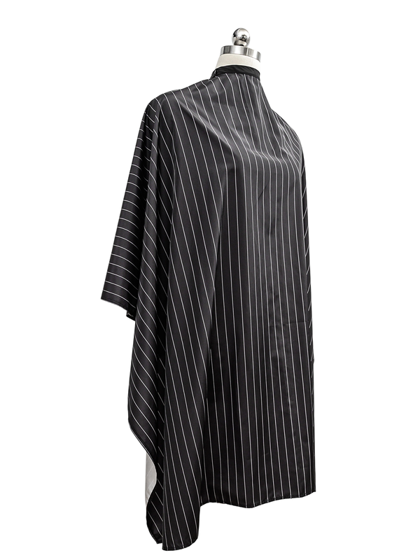 Custom Pinstripe Barber Capes with Snap Closure
